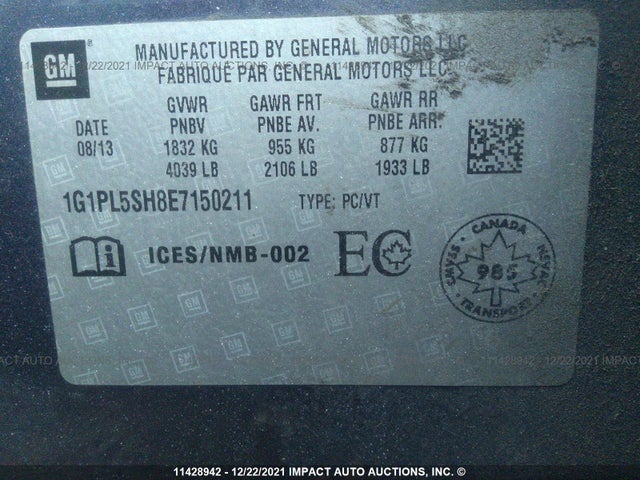 Chevrolet CRUZE LS 2014 1G1PL5SH8E7150211 Image 9