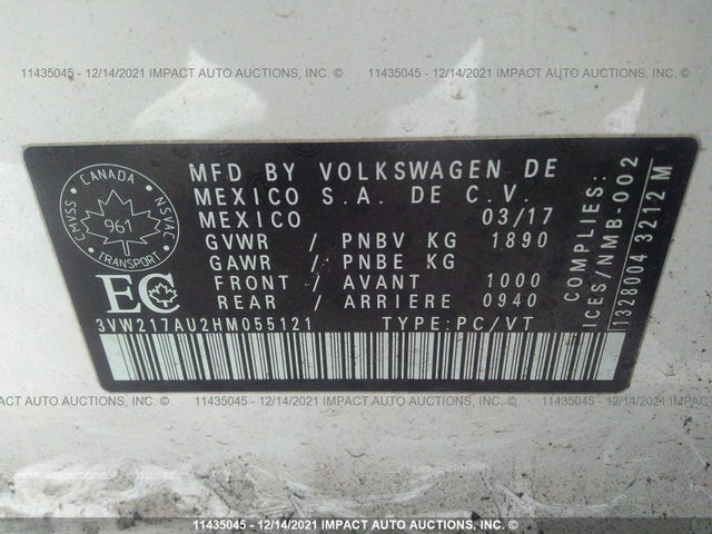 3VW217AU2HM055121 Volkswagen Golf S/wolfsburg/se/sel