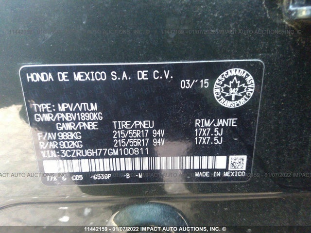 Honda Hr-v Exl 2016 3CZRU6H77GM100811 Image 9