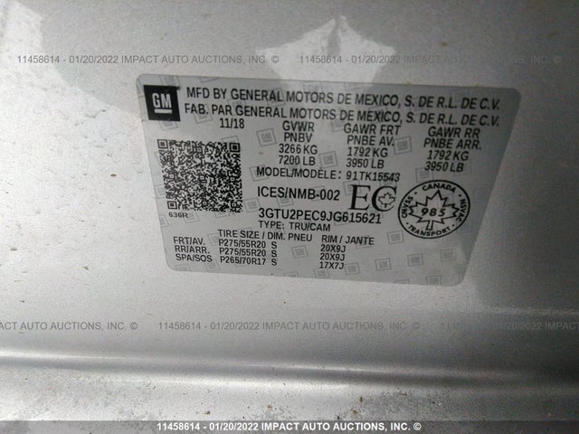 GMC Sierra K1500 Denali 2018 3GTU2PEC9JG615621 Image 9
