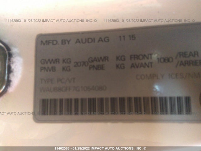 WAUB8GFF7G1054080 Audi A3 PREMIUM