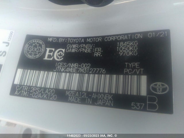 Toyota COROLLA SE 2021 JTNK4MBE7M3127776 Image 9