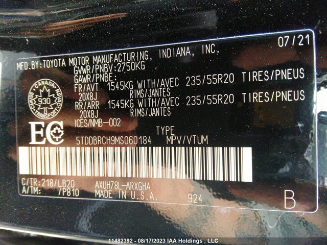 Toyota Highlander Hybrid Limited 2021 5TDDBRCH9MS060184 Image 9