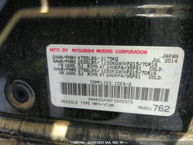JA4AZ2A36FZ600373 Mitsubishi Outlander Es