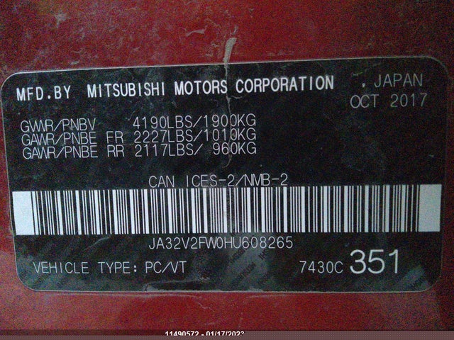 JA32V2FW0HU608265 Mitsubishi Lancer Es/se/sel