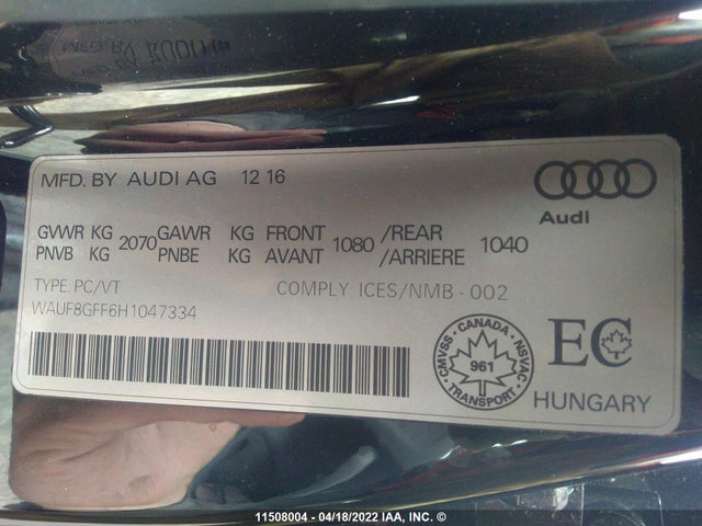 WAUF8GFF6H1047334 Audi S3 Prestige