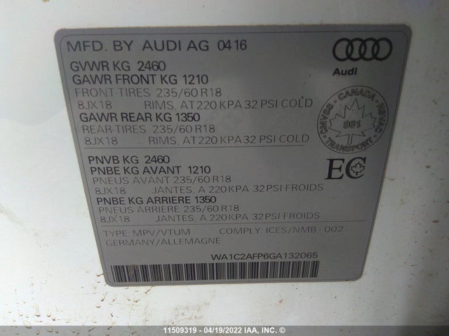 WA1C2AFP6GA132065 Audi Q5 PREMIUM