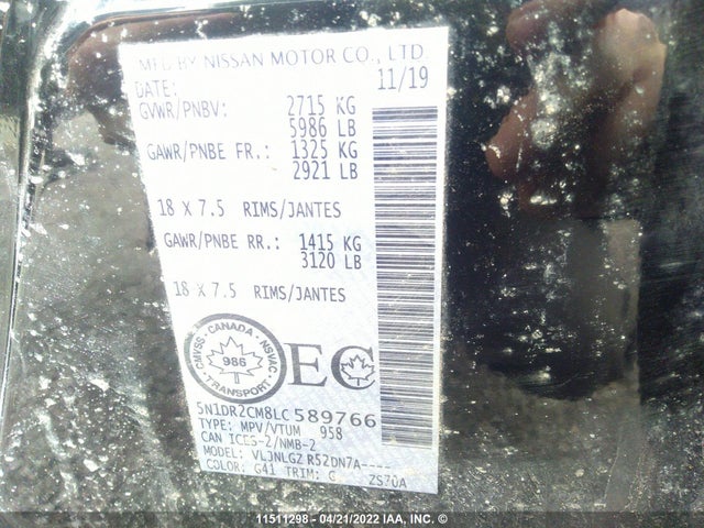 Nissan Pathfinder Sl 2020 5N1DR2CM8LC589766 Image 10