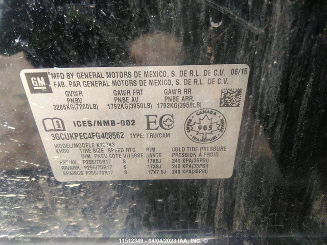 Chevrolet Silverado K1500 2015 3GCUKPEC4FG408562 Image 10