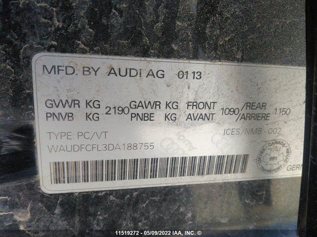 WAUDFCFL3DA188755 Audi A4 PREMIUM