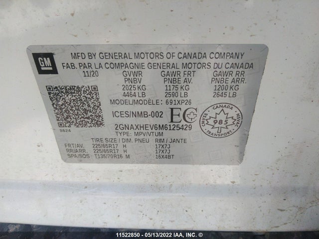 Chevrolet EQUINOX LS 2021 2GNAXHEV6M6125429 Image 9
