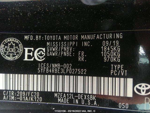 Toyota Corolla Se/xse 2020 5YFB4RBE3LP027522 Image 9
