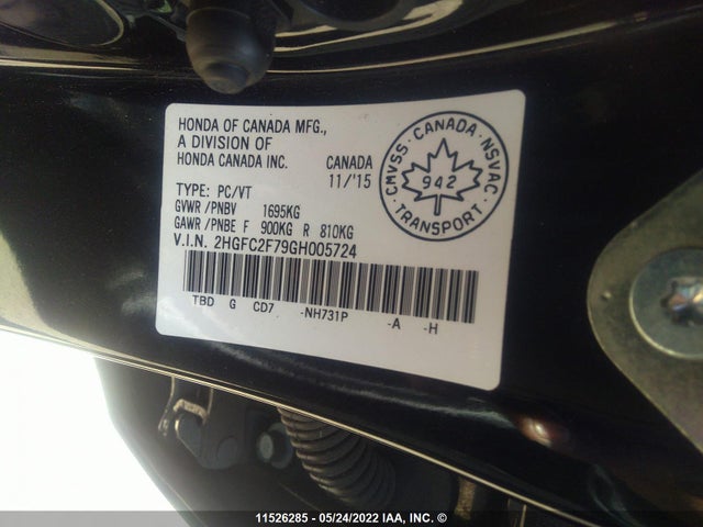 Honda CIVIC EX 2016 2HGFC2F79GH005724 Image 10