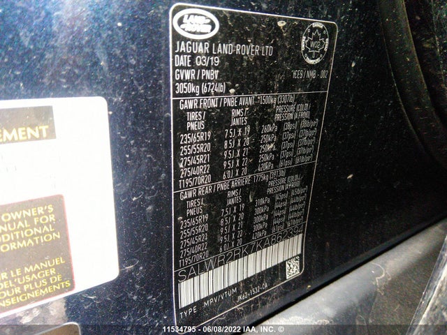 SALWR2RK7KA862394 Land Rover Range Rover Sport Hse