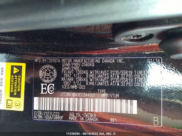 2T2BK1BA3EC244507 Lexus Rx 350/base/f Sport