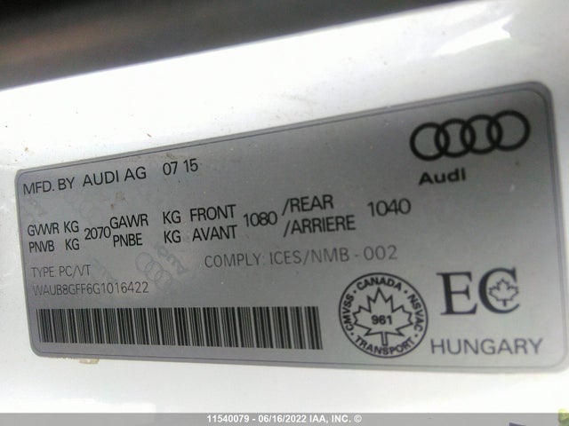 WAUB8GFF6G1016422 Audi A3