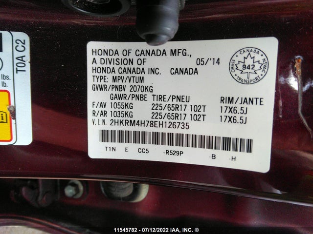 Honda CR-V 2014 2HKRM4H78EH126735 Image 9