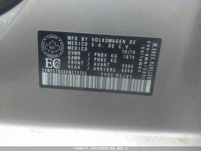 3VWE57BUXKM273752 Volkswagen Jetta