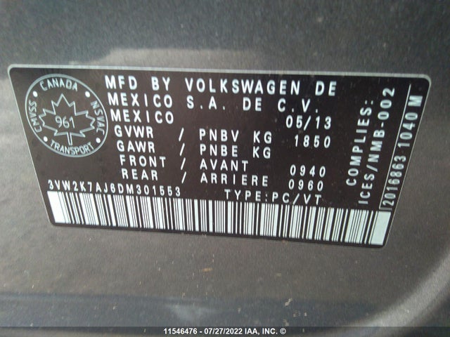 3VW2K7AJ6DM301553 Volkswagen Jetta