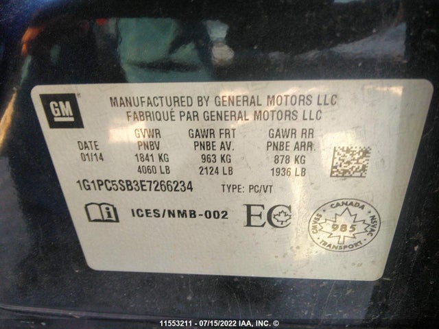 Chevrolet Cruze 2014 1G1PC5SB3E7266234 Image 10