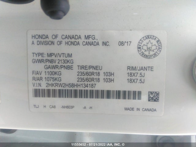 Honda CR-V EX 2017 2HKRW2H58HH134187 Image 10