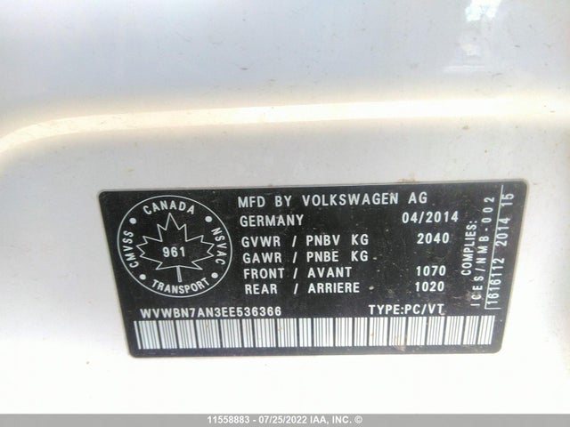 WVWBN7AN3EE536366 Volkswagen CC SPORT