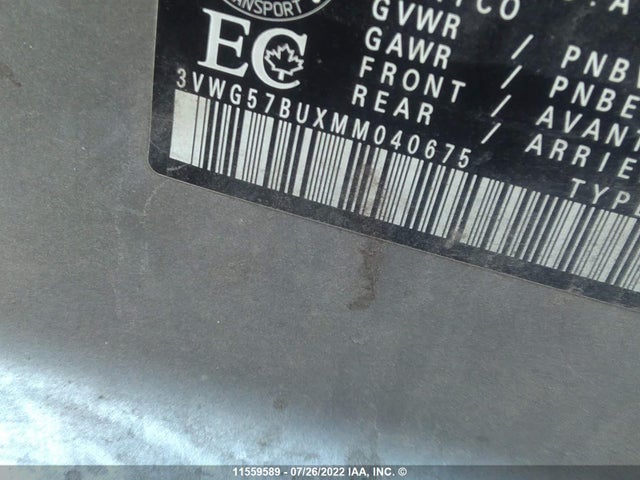 3VWG57BUXMM040675 Volkswagen Jetta Sel Premium