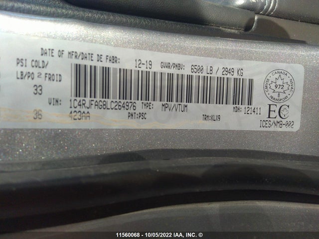 1C4RJFAG8LC264976 Jeep Grand Cherokee Laredo