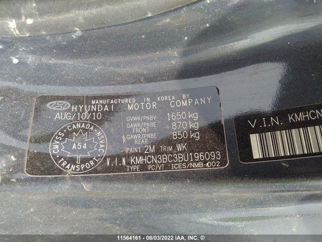 Hyundai ACCENT SE 2011 KMHCN3BC3BU196093 Image 10