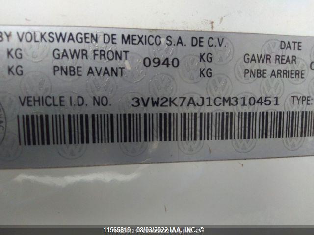 Volkswagen JETTA S 2012 3VW2K7AJ1CM310451 Image 10