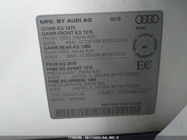 WA1FNAFY3J2142356 Audi Q5 Technik S-line