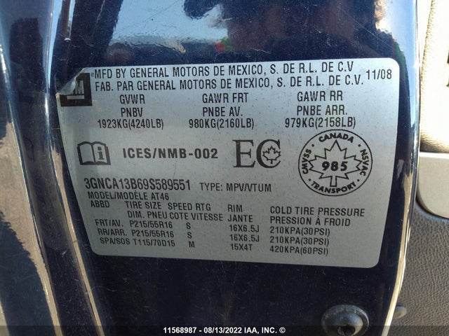 Chevrolet HHR 2009 3GNCA13B69S589551 Image 10
