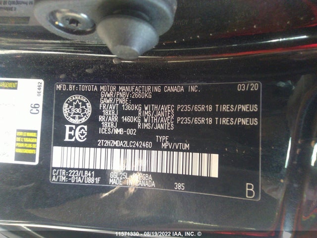 2T2HZMDA2LC242460 Lexus RX 350