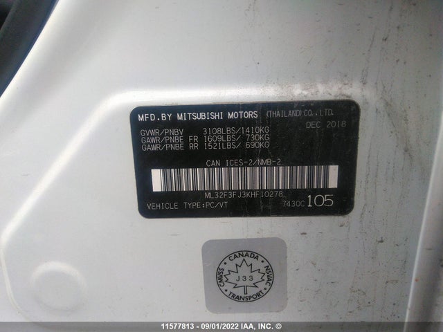 ML32F3FJ3KHF10278 Mitsubishi Mirage G4 Es
