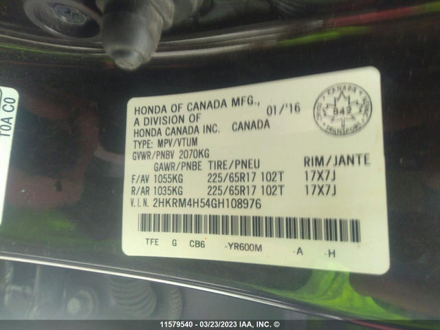 Honda CR-V 2016 2HKRM4H54GH108976 Image 10