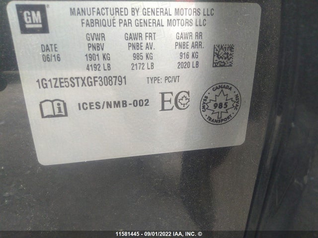 Chevrolet MALIBU LT 2016 1G1ZE5STXGF308791 Image 10