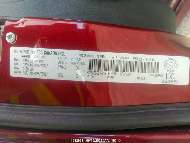 Dodge Grand Caravan Gt 2018 2C4RDGEG5JR319184 Image 9
