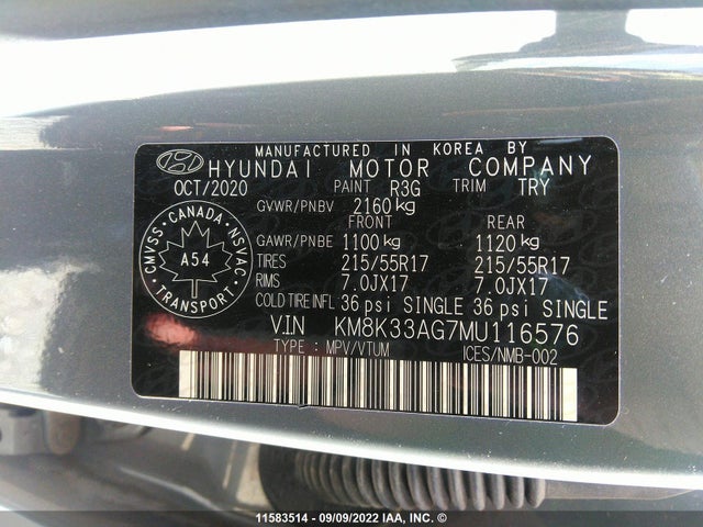 Hyundai Kona Limited 2021 KM8K33AG7MU116576 Image 10