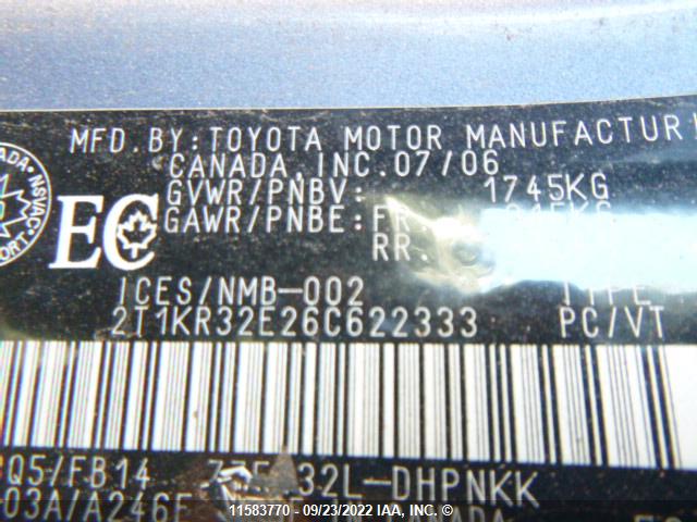 Toyota Matrix 2006 2T1KR32E26C622333 Image 9
