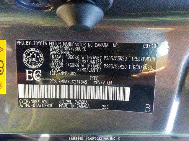 2T2JZMDAXLC214049 Lexus RX 350