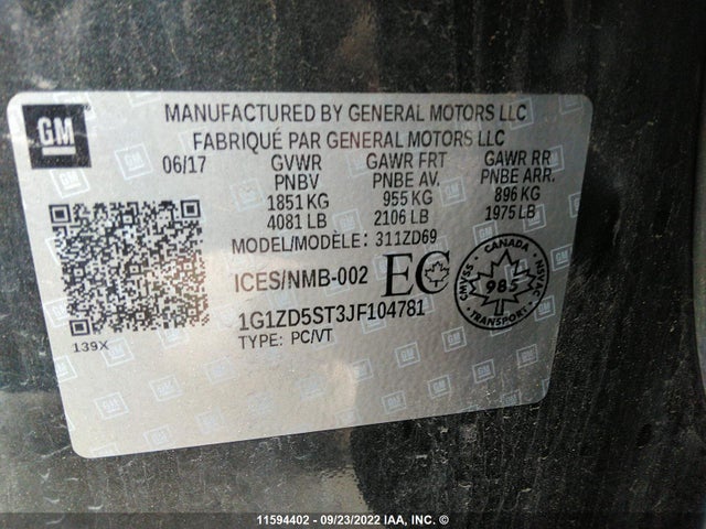 Chevrolet MALIBU LT 2018 1G1ZD5ST3JF104781 Image 10