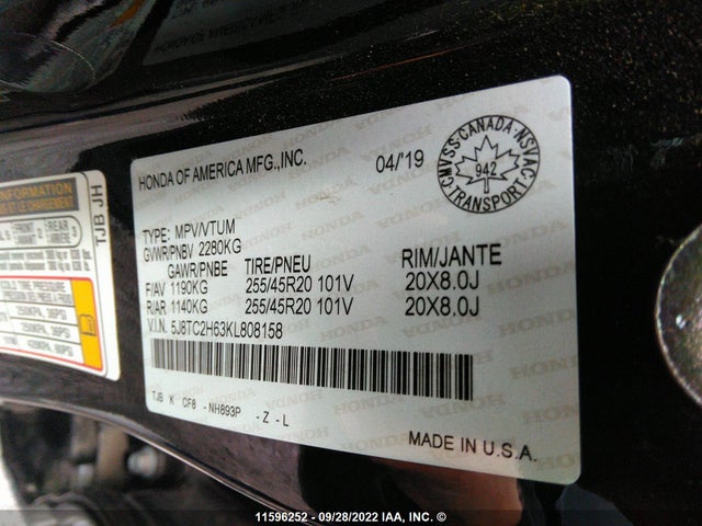 5J8TC2H63KL808158 Acura Rdx A-spec
