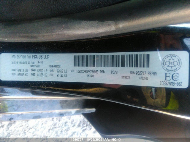1C3CCCFB5FN734938 Chrysler 200 LX