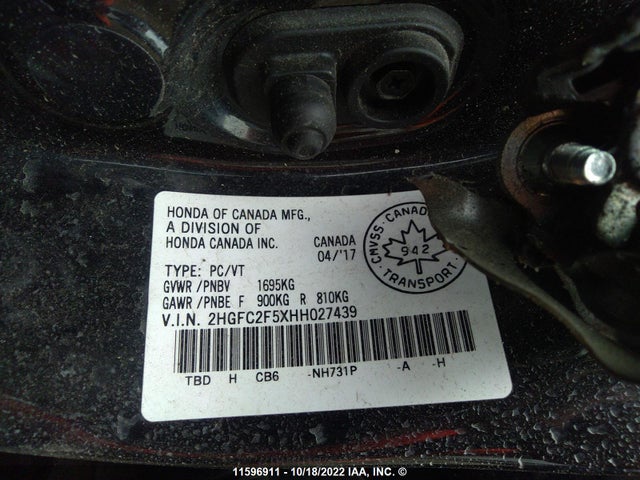 Honda Civic Lx 2017 2HGFC2F5XHH027439 Image 9