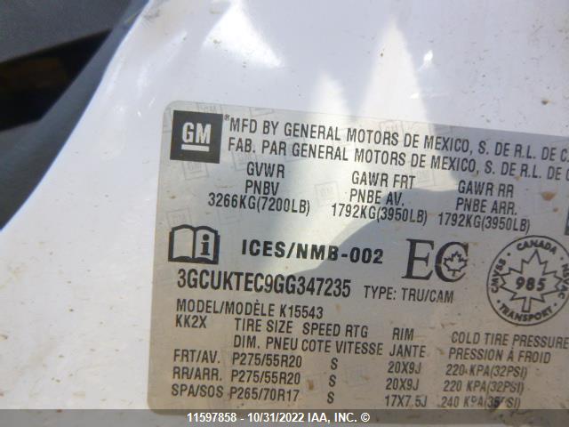 Chevrolet C1500 Silverado 2016 3GCUKTEC9GG347235 Image 9