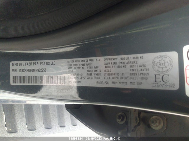 1C6SRFU98MN902258 RAM 1500 Trx
