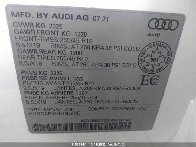 WA1EECF32N1016142 Audi Q3 Premium Plus S-line