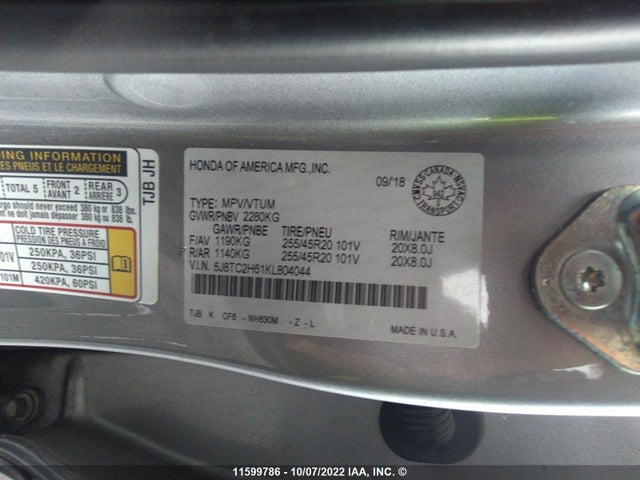 5J8TC2H61KL804044 Acura RDX