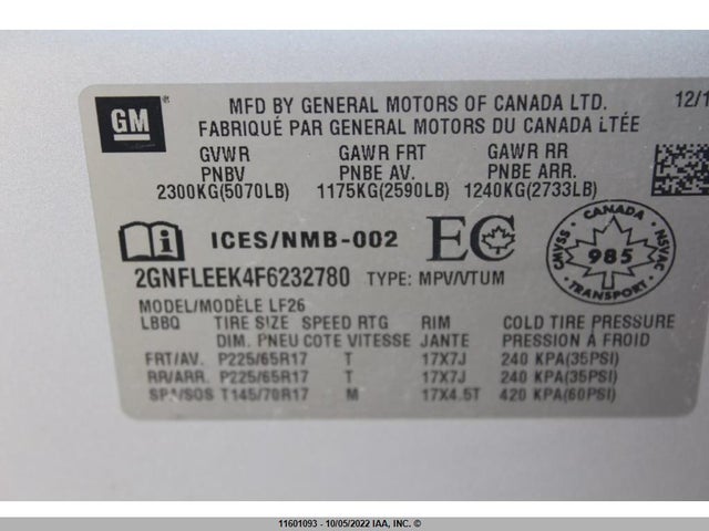 Chevrolet EQUINOX LS 2015 2GNFLEEK4F6232780 Image 9