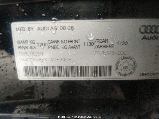 WAUDF78EX7A059406 Audi A4 2.0t Quattro